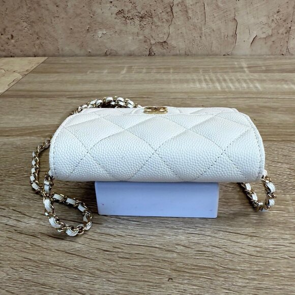 Chanel White Quilted Caviar Mini Wallet on Chain - Picture 5 of 8
